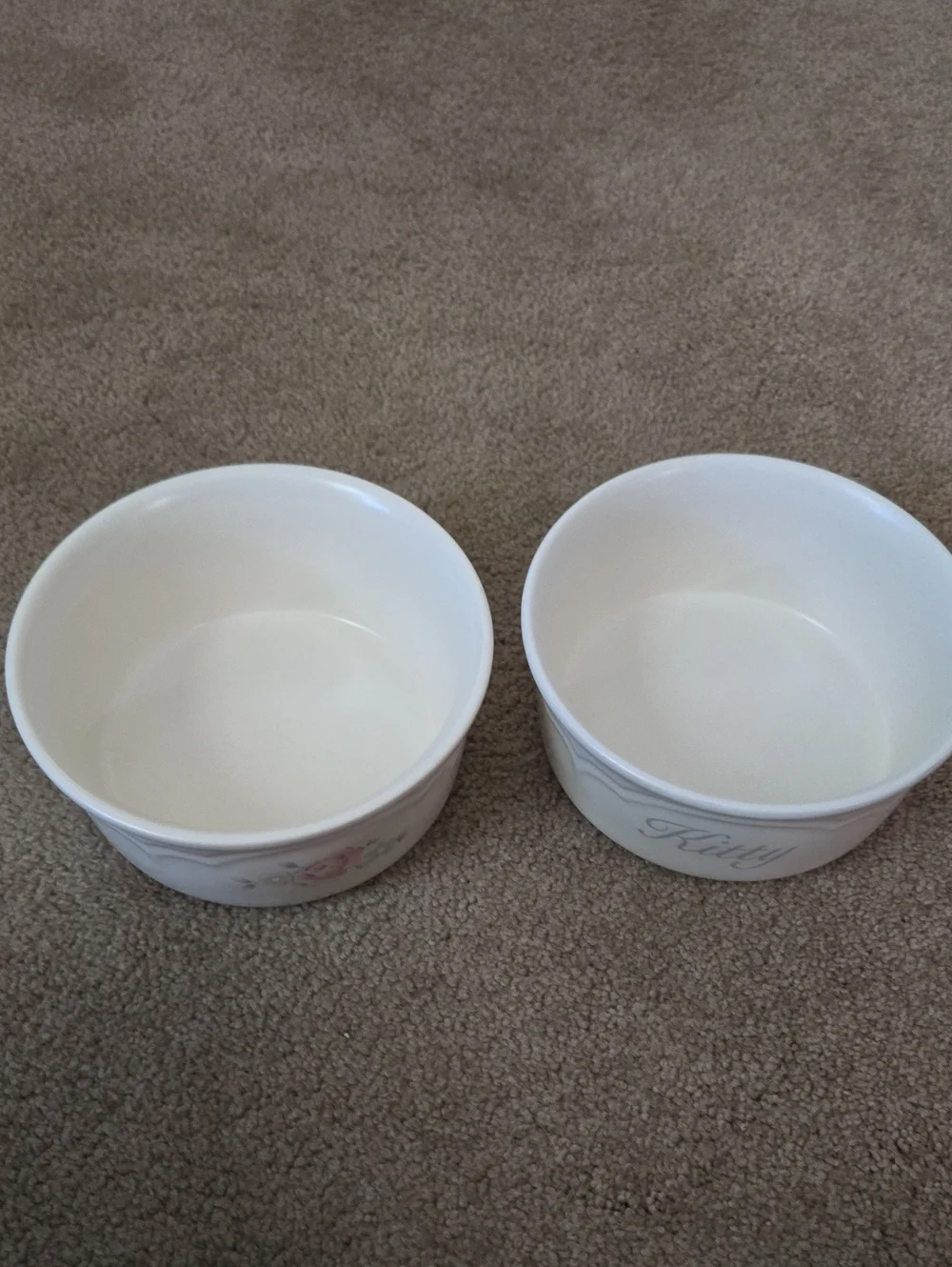 2 Pfaltzgraff Tea Rose Kitty Food And Water Bowls